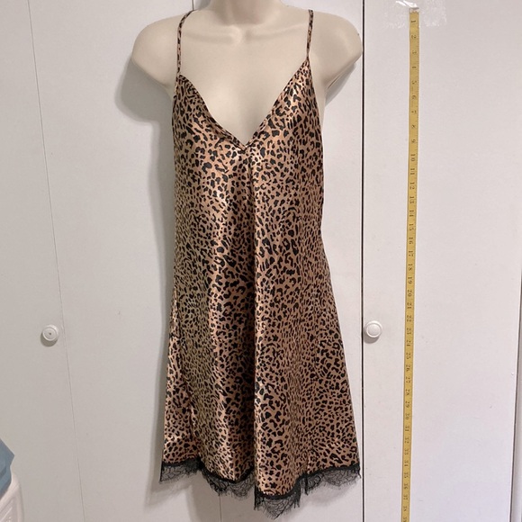 IN BLOOM by JONQUIL Cheetah Print Chemise Black Lace Trim Womens Large - Picture 4 of 11